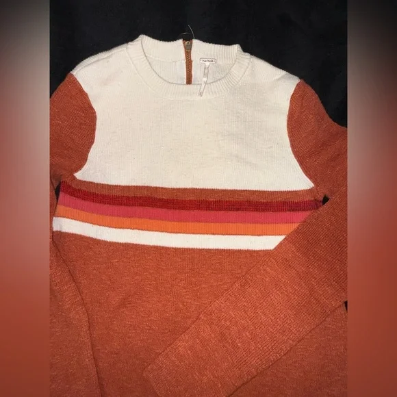 Free People Womens Colorblock Sweater Dress Orange Size medium Preloved - Picture 7 of 14